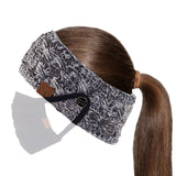 C.C Winter Fuzzy Fleece Lined Thick Knitted Diagonal Stripes Criss-Cross Pattern Headband Headwrap (HW-2060)