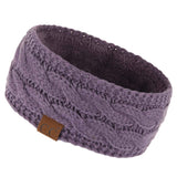 C.C Winter Fuzzy Fleece Lined Thick Knitted Diagonal Stripes Criss-Cross Pattern Headband Headwrap (HW-2060)