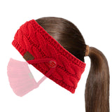 C.C Winter Fuzzy Fleece Lined Thick Knitted Diagonal Stripes Criss-Cross Pattern Headband Headwrap (HW-2060)