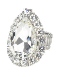 NYFASHION101 Women's Teardrop Stone Studs Fashion Stretch Ring
