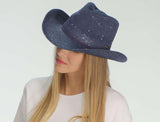 C.C Sparkly Sequin Cowboy Hat with Suede String Trim