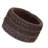 C.C Winter Fuzzy Fleece Lined Thick Knitted Diagonal Stripes Criss-Cross Pattern Headband Headwrap (HW-2060)