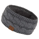 C.C Winter Fuzzy Fleece Lined Thick Knitted Diagonal Stripes Criss-Cross Pattern Headband Headwrap (HW-2060)