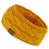 C.C Winter Fuzzy Fleece Lined Thick Knitted Diagonal Stripes Criss-Cross Pattern Headband Headwrap (HW-2060)