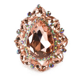 NYFASHION101 Women's Teardrop Stone Studs Fashion Stretch Ring