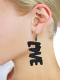 Women's Afrocentric African Text Wood Dangle Pierced Earrings