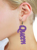 Women's Afrocentric African Text Wood Dangle Pierced Earrings