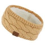 C.C Winter Fuzzy Fleece Lined Thick Knitted Diagonal Stripes Criss-Cross Pattern Headband Headwrap (HW-2060)