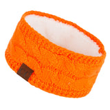 C.C Winter Fuzzy Fleece Lined Thick Knitted Diagonal Stripes Criss-Cross Pattern Headband Headwrap (HW-2060)