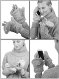C.C Women's Faux Fur Wrist Length Fingerless Sherpa Lined Convertible Mittens Gloves