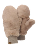 C.C Women's Faux Fur Wrist Length Fingerless Sherpa Lined Convertible Mittens Gloves