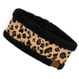 C.C Winter Fuzzy Fleece Lined Thick Knitted Diagonal Stripes Criss-Cross Pattern Headband Headwrap (HW-2060)