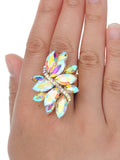 NYFASHION101 Women's Vine Marquis Stone Stud Fashion Stretch Ring
