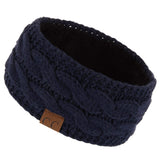 C.C Winter Fuzzy Fleece Lined Thick Knitted Diagonal Stripes Criss-Cross Pattern Headband Headwrap (HW-2060)