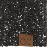 C.C Sequin Headwrap for Women - Stretchable Soft Warm Knit Winter Headband Ear Warmer (Hot Pink)