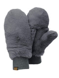 C.C Women's Faux Fur Wrist Length Fingerless Sherpa Lined Convertible Mittens Gloves