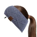 C.C Winter Fuzzy Fleece Lined Thick Knitted Diagonal Stripes Criss-Cross Pattern Headband Headwrap (HW-2060)
