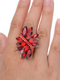 NYFASHION101 Women's Vine Marquis Stone Stud Fashion Stretch Ring