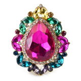 NYFASHION101 Women's Teardrop Stone Studs Fashion Stretch Ring
