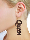 Women's Afrocentric African Text Wood Dangle Pierced Earrings