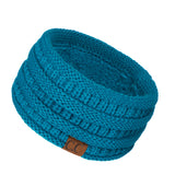C.C Winter Fuzzy Fleece Lined Thick Knitted Diagonal Stripes Criss-Cross Pattern Headband Headwrap (HW-2060)