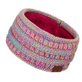 C.C Winter Fuzzy Fleece Lined Thick Knitted Diagonal Stripes Criss-Cross Pattern Headband Headwrap (HW-2060)