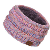 C.C Winter Fuzzy Fleece Lined Thick Knitted Diagonal Stripes Criss-Cross Pattern Headband Headwrap (HW-2060)