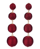 Women's Quadruple Thread Floral Bottom Lantern Ball Dangle Earrings