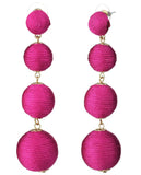 Women's Quadruple Thread Floral Bottom Lantern Ball Dangle Earrings