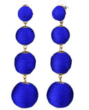 Women's Quadruple Thread Floral Bottom Lantern Ball Dangle Earrings