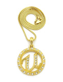 Stone Stud Encircled U Pendant with 2mm Box Chain Necklace