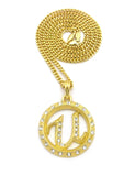 Stone Stud Encircled U Pendant with 3mm Cuban Chain Necklace