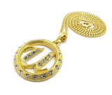Stone Stud Encircled U Pendant with 3mm Cuban Chain Necklace