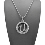 Stone Stud Encircled U Pendant with 2mm Box Chain Necklace
