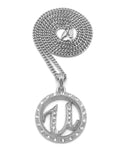 Stone Stud Encircled U Pendant with 3mm Cuban Chain Necklace