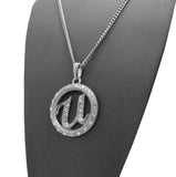 Stone Stud Encircled U Pendant with 3mm Cuban Chain Necklace
