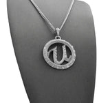 Stone Stud Encircled U Pendant with 3mm Cuban Chain Necklace
