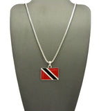 Trinidad and Tobago Flag Micro Pendant w/ Chain Necklace