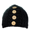 NYfashion101 Wood Button Accent Handmade Big Loop Winter Knit Beanie Hat