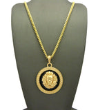 Lion Head Medallion Pendant w/ Chain Necklace