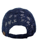 C.C Women's Floral Lace Panel Vented Adjustable Precurved Baseball Cap Hat