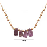 Women's Bead and Smooth Gemstone Pendant 21" Link Chain Necklace