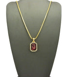 Small Faux Amethyst Purple Stone Pendant w/ Chain Necklace