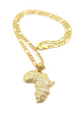 Stone Stud Africa Continent Pendant with Chain Necklace