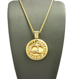 Stone Stud QC Initials Round Pendant w/ 24" Necklace in Gold-Tone