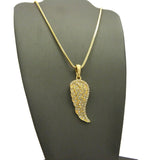 Stone Stud Angel Wing Pendant with Chain Necklace