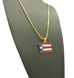 Puerto Rico Flag Micro Pendant with Chain Necklace
