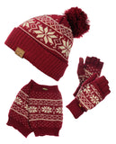 NYfashion101 Exclusive Snowflake Pattern Knit Boot Cuff, Beanie & Mitten Set