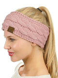 C.C Soft Stretch Winter Warm Cable Knit Fuzzy Lined Ear Warmer Headband