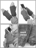 C.C Women's Warm Knit Fingerless Half Finger Fleece Lined Winter Gloves